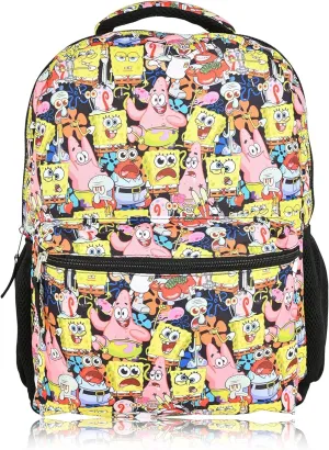 Nickelodeon SpongeBob Backpack for Kids - Officially Licensed SpongeBob SquarePants, Mr. Krabs, Squidward, Plankton Bookbag for Boys and Girls Kids and Adults - Laptop and Lunchbox Compartment
