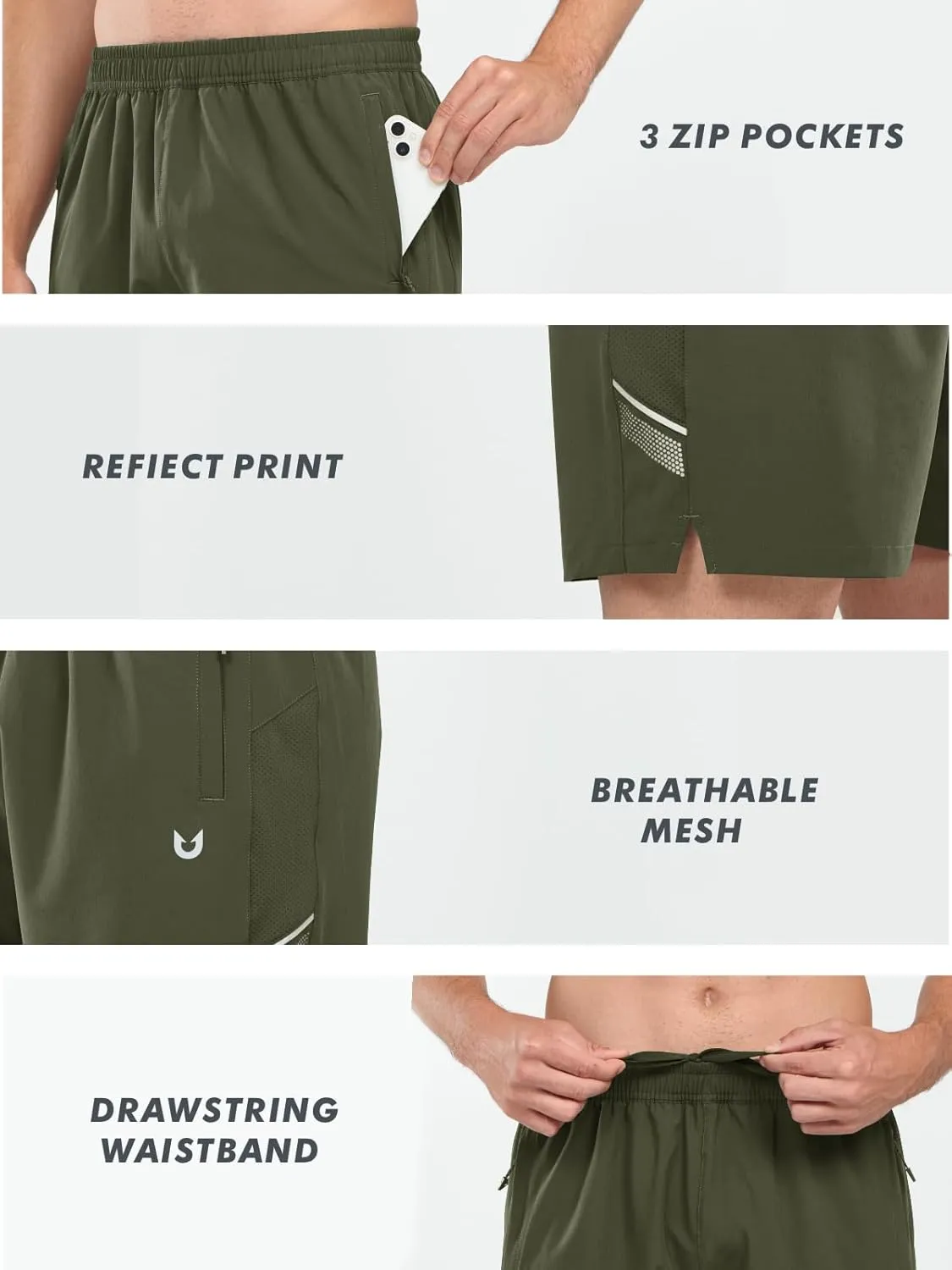 NORTHYARD Men's Athletic Running Shorts 5" Quick Dry Lightweight with Zip Pockets Gym Workout Active