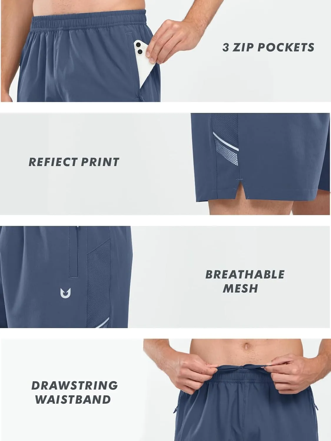 NORTHYARD Men's Athletic Running Shorts 5" Quick Dry Lightweight with Zip Pockets Gym Workout Active
