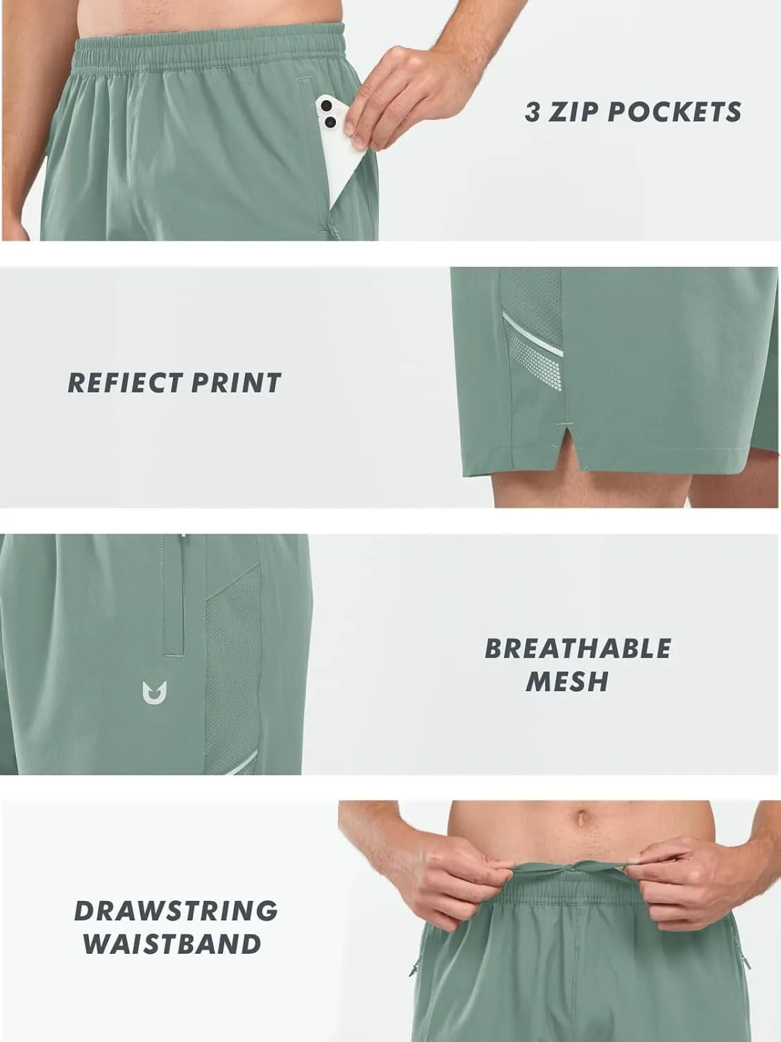 NORTHYARD Men's Athletic Running Shorts 5" Quick Dry Lightweight with Zip Pockets Gym Workout Active