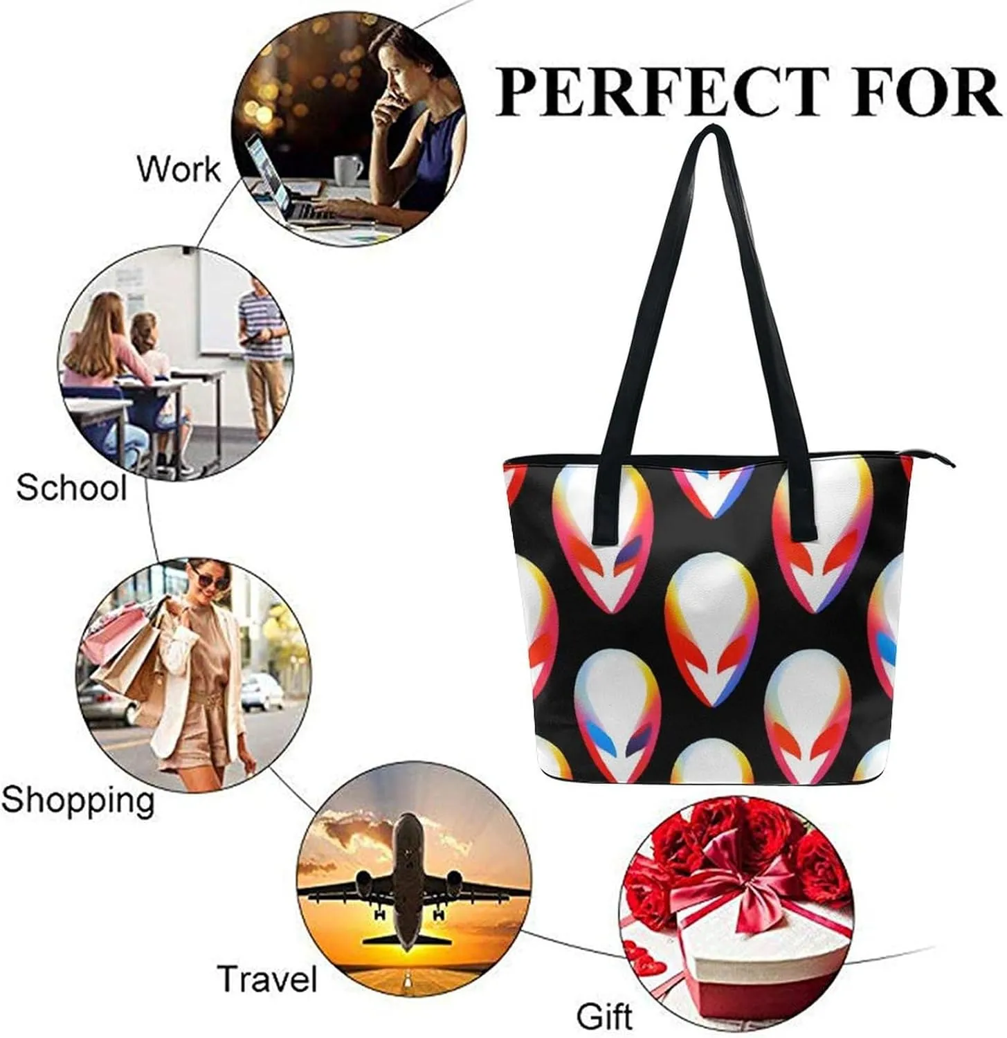Novelty Handbag for Adults, Women's Large Capacity Tote Bag Laptop Bags with Compartment for Business
