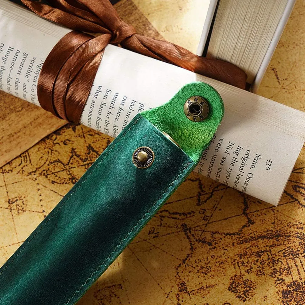 NUOBESTY Leather Pen Pouch Single Pen Case Holder Fountain Pen Pouch Soft Pen Sleeve Cover Durable Pen Case Desk Supplies (Wine Red)