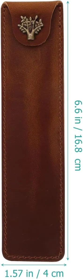 NUOBESTY Leather Pen Pouch Single Pen Case Holder Fountain Pen Pouch Soft Pen Sleeve Cover Pen Case Desk Supplies (Brown)
