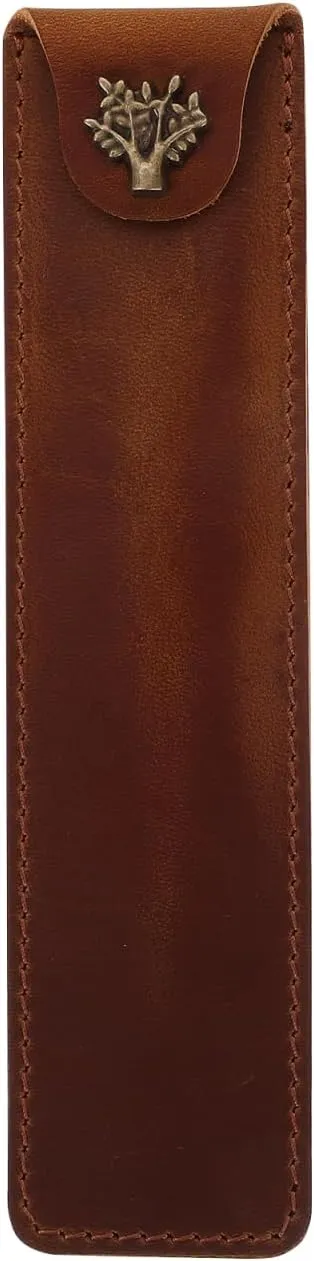 NUOBESTY Leather Pen Pouch Single Pen Case Holder Fountain Pen Pouch Soft Pen Sleeve Cover Pen Case Desk Supplies (Brown)