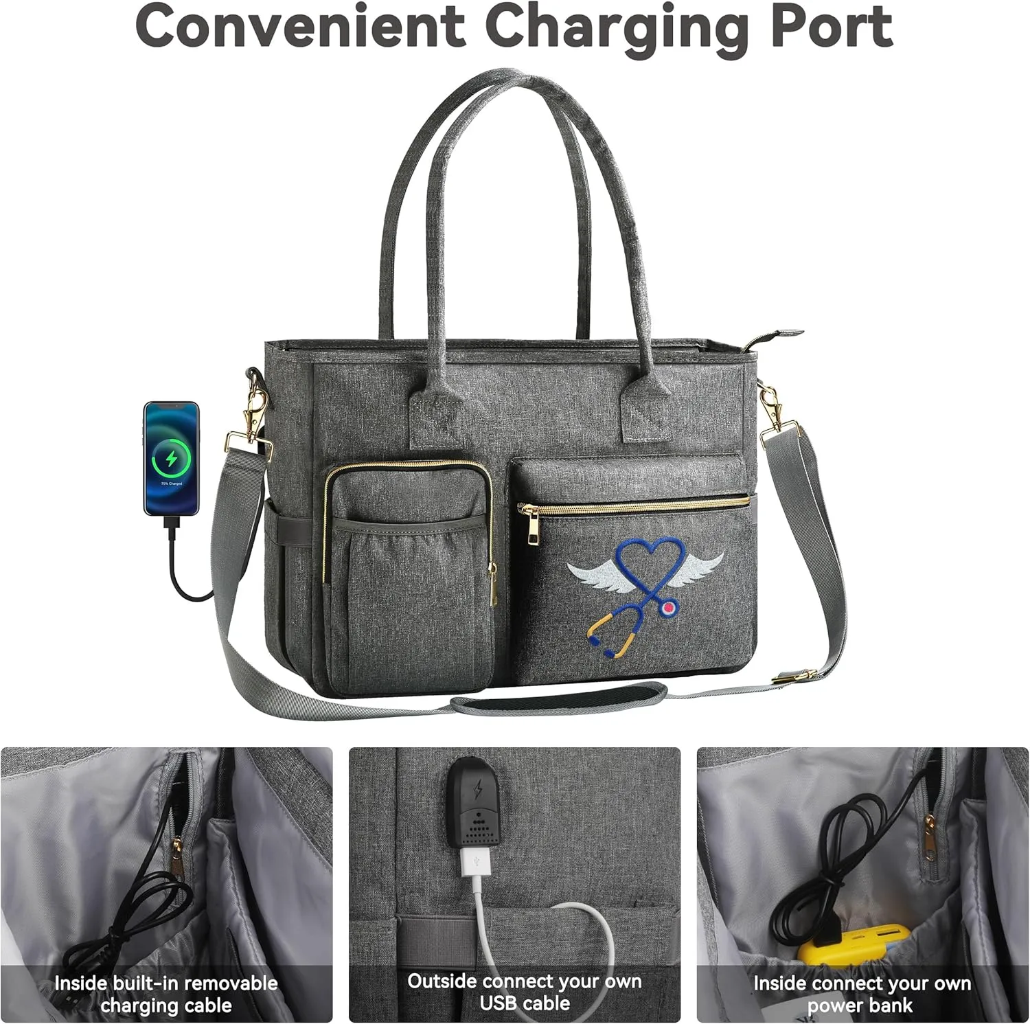 Nurse Bag - Large 17'' Tote for Work & Nursing School Essentials