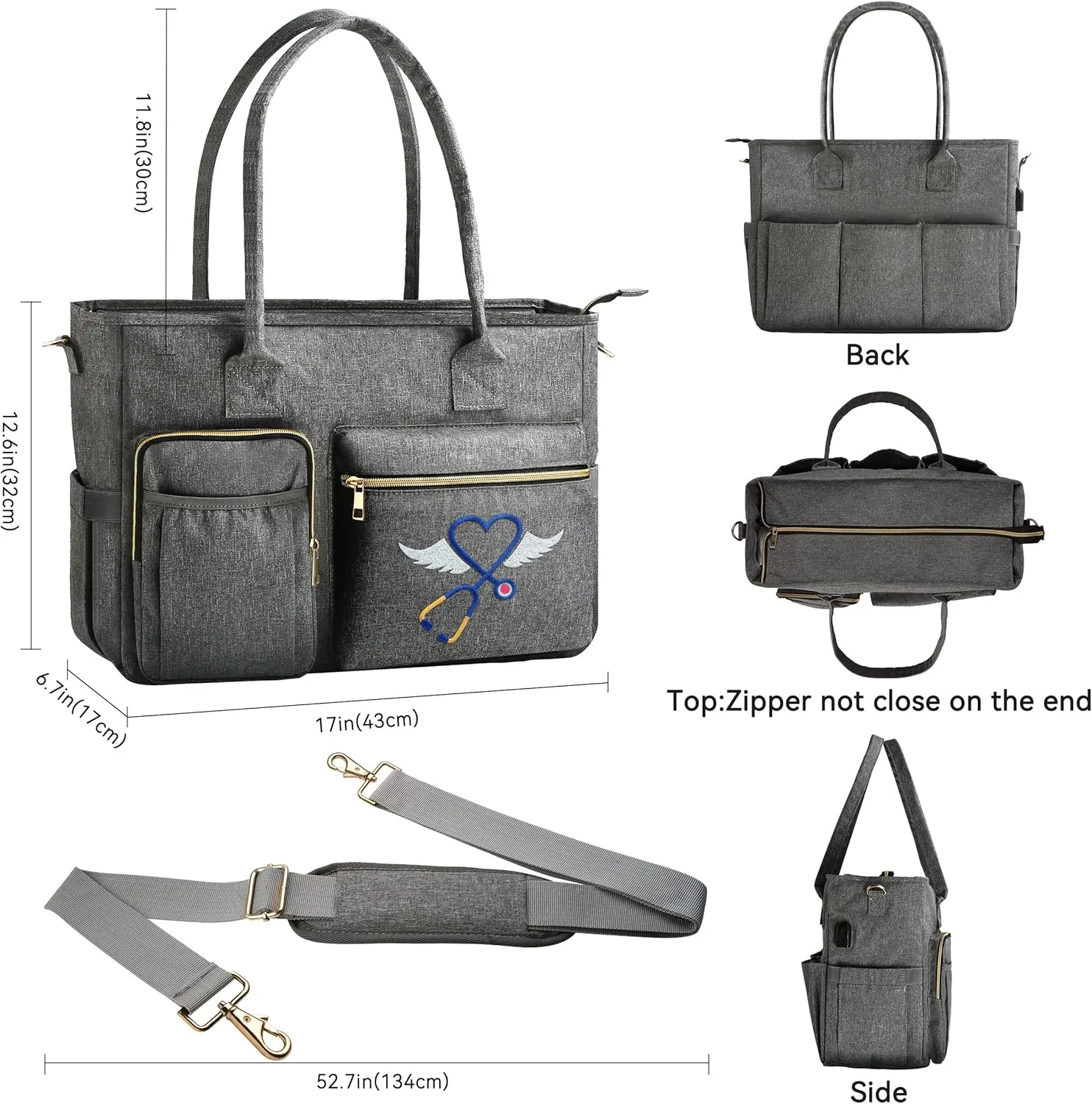 Nurse Bag - Large 17'' Tote for Work & Nursing School Essentials