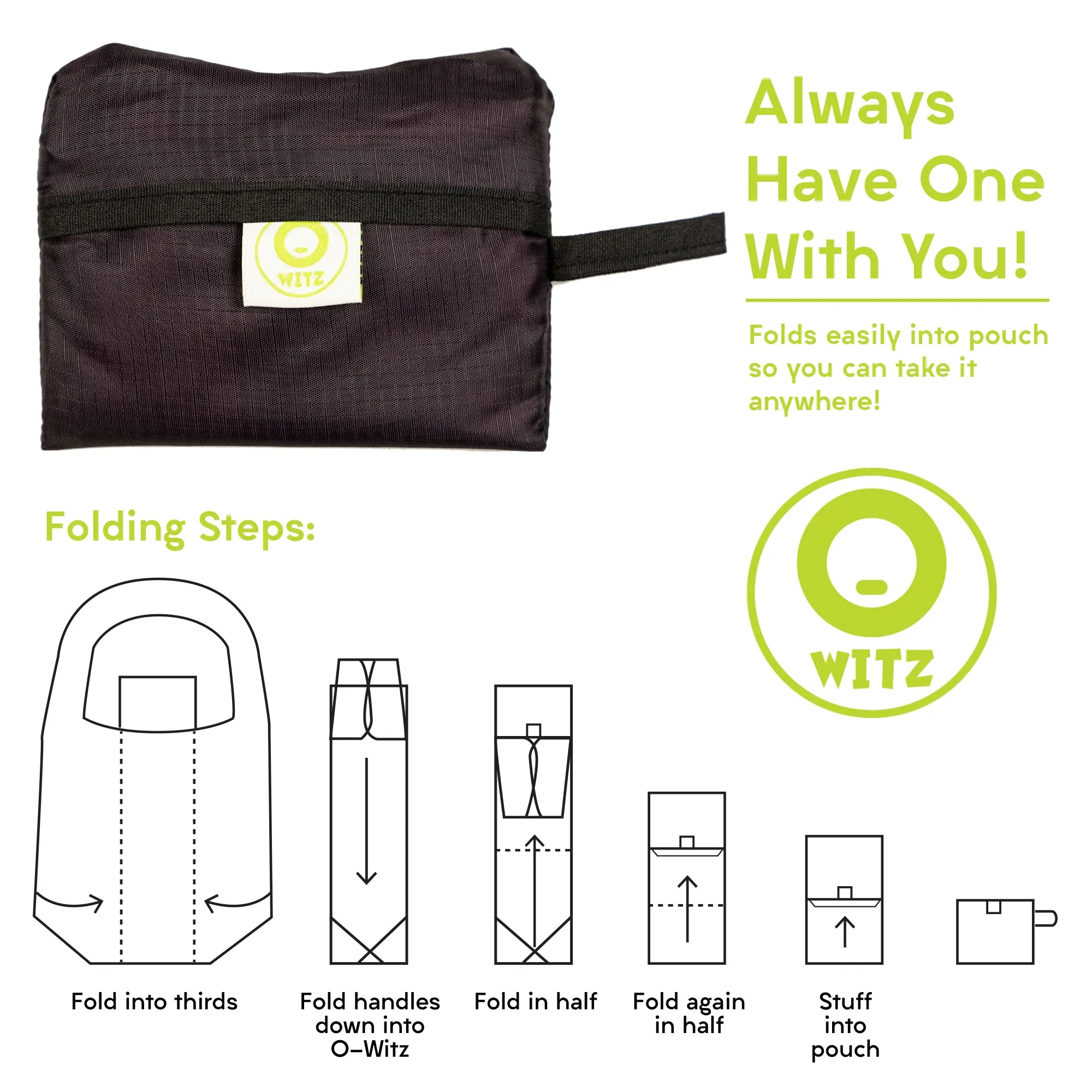 O-WITZ 3-Pack Reusable Shopping Bags Rainbow Prints