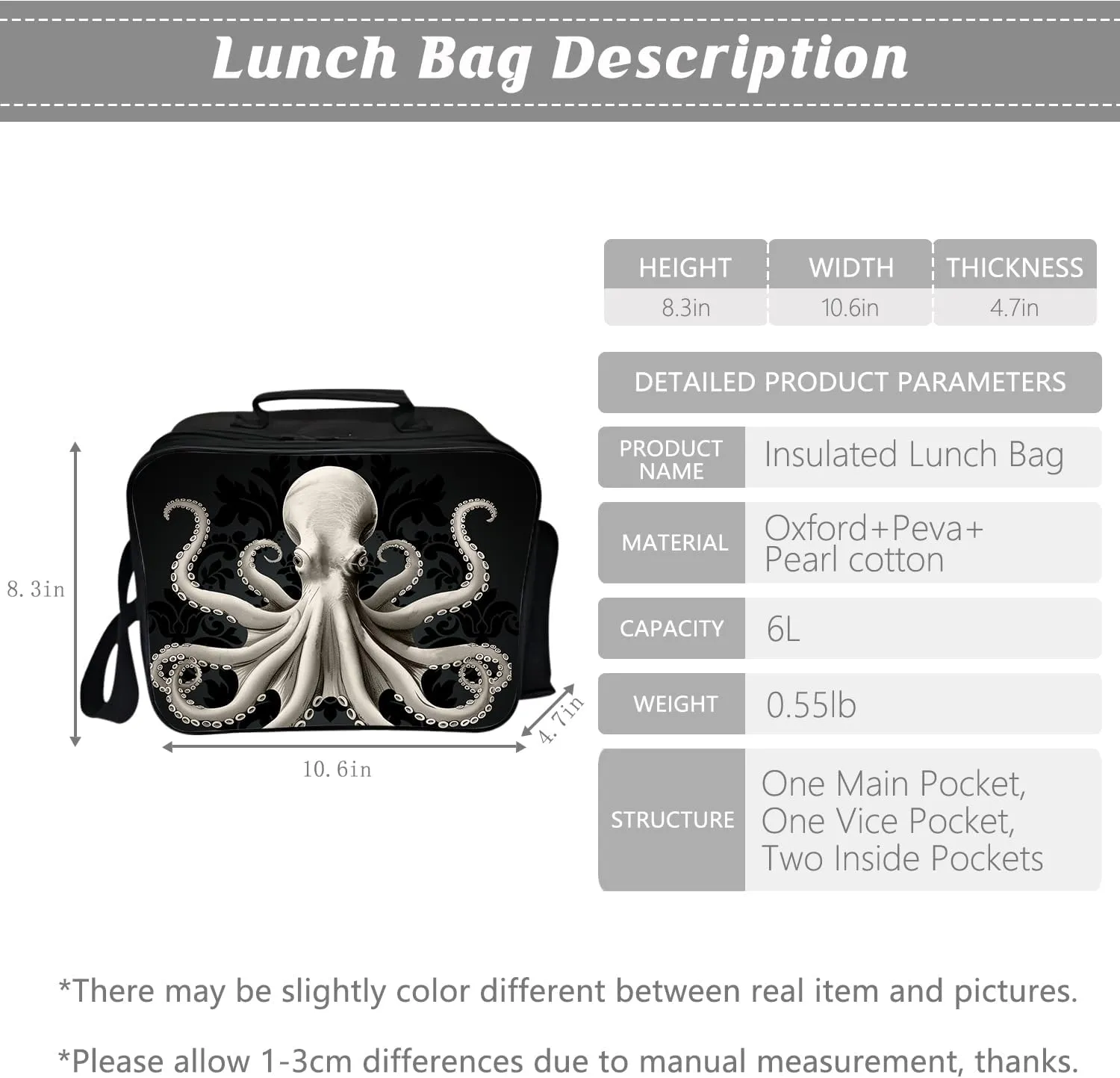 Octopus Backpack Kids Bookbag 16inch Schoolbag With Lunch Box Bag And Pencil Case Set For Boys Girls