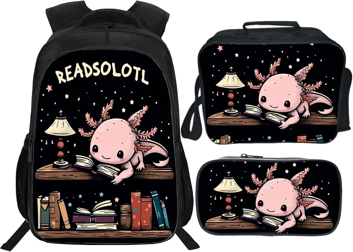 Octopus Backpack Kids Bookbag 16inch Schoolbag With Lunch Box Bag And Pencil Case Set For Boys Girls