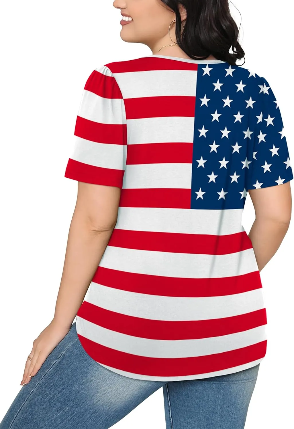 OFEEFAN Womens T Shirts Short Sleeve Pleated Dressy Casual Scooped Neck Summer Tops Blouses