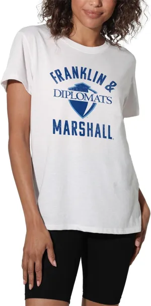 Official Collegiate Large Distressed Logo Women's Apparel Loose T-Shirt Collection, White
