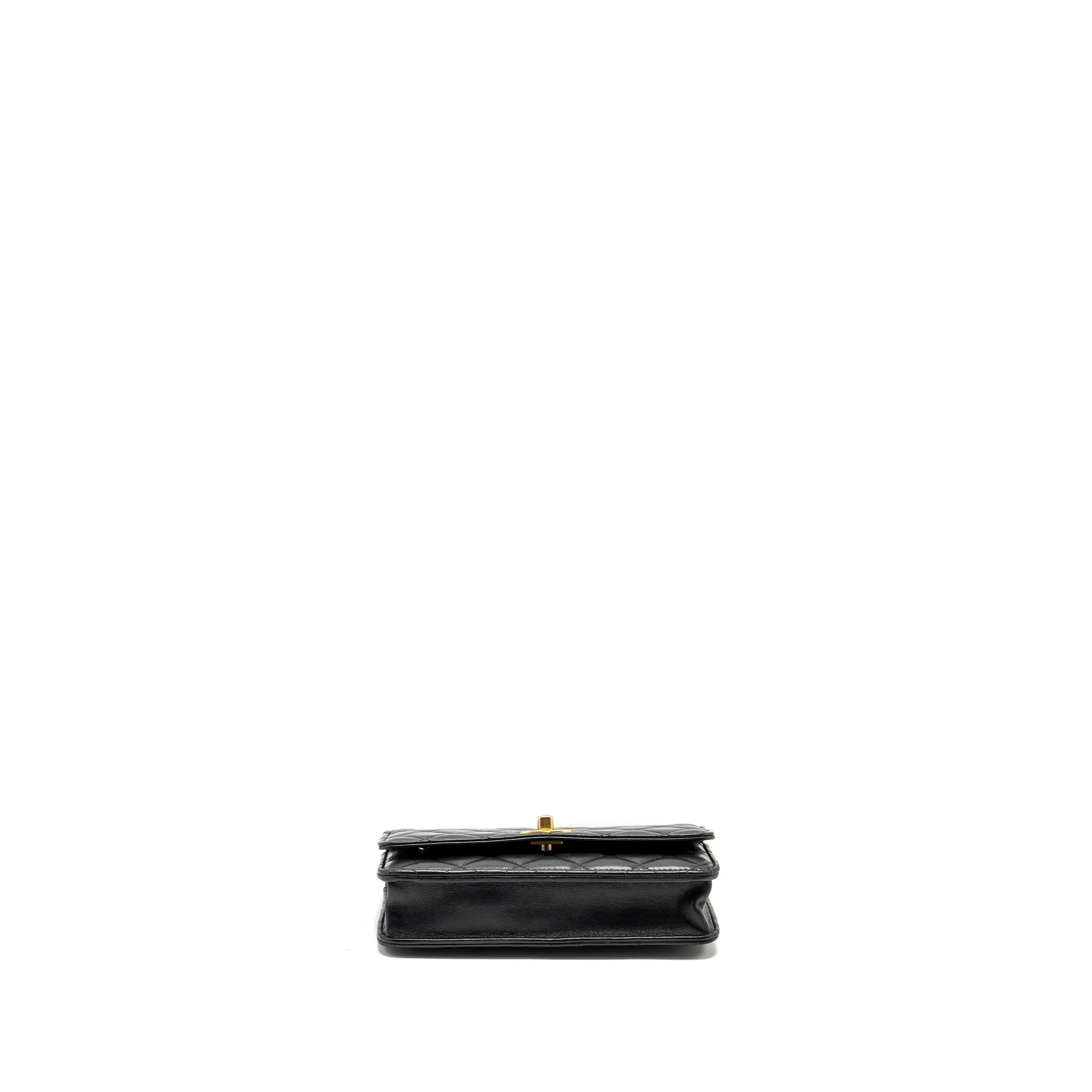 On Lion Lambskin CHANEL Wallet Responsive Buy-one-get-one (microchip) 23A  Charms Chain Black