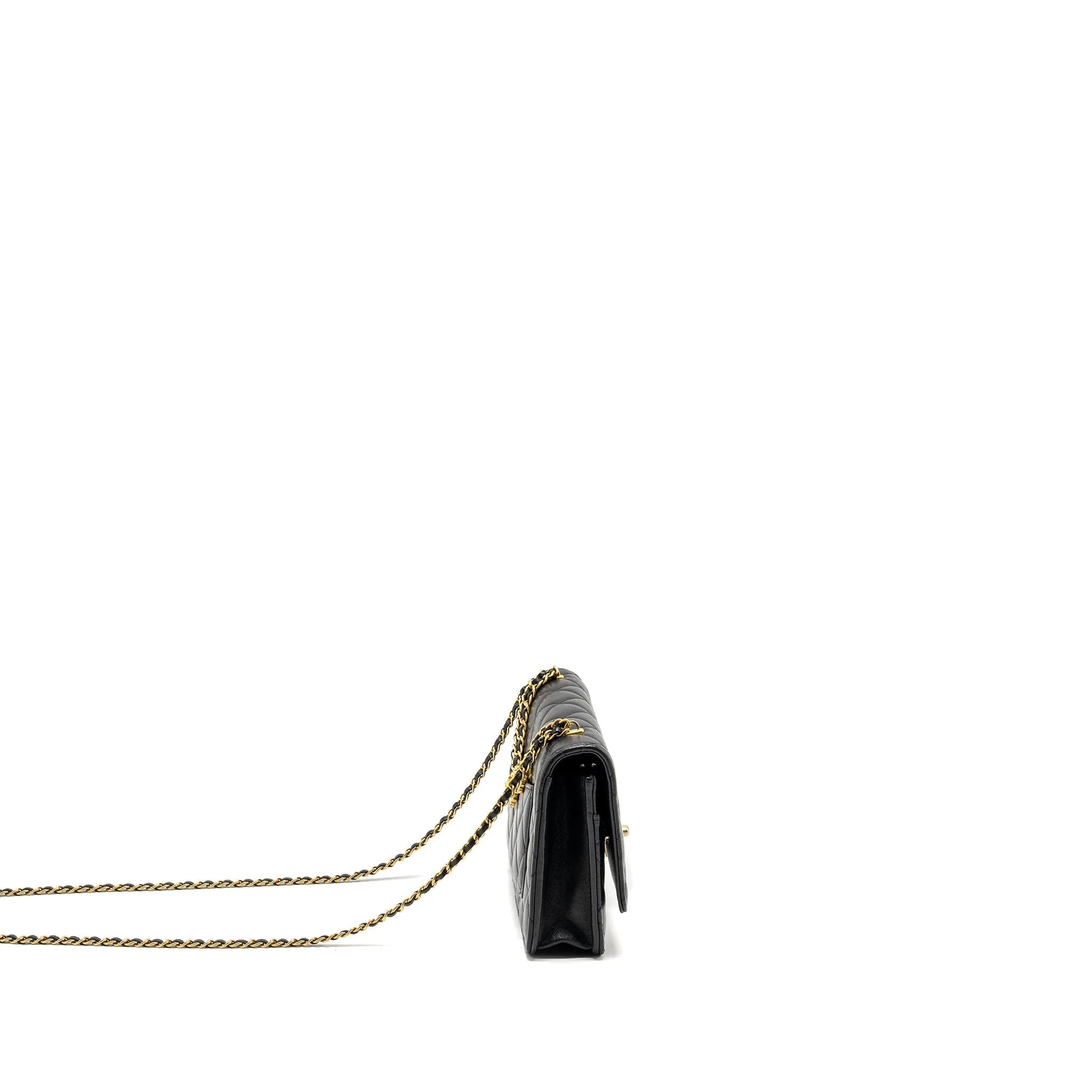 On Lion Lambskin CHANEL Wallet Responsive Buy-one-get-one (microchip) 23A  Charms Chain Black