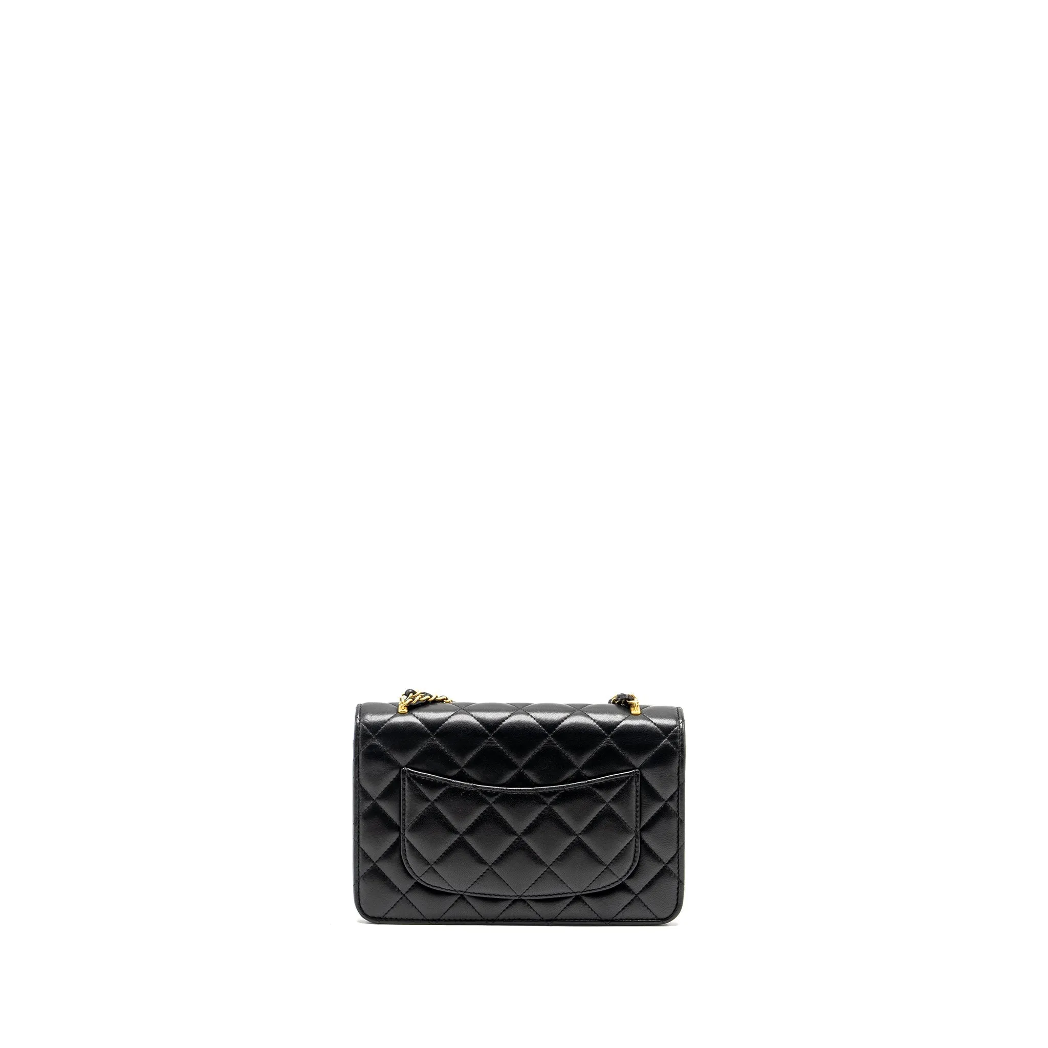 On Lion Lambskin CHANEL Wallet Responsive Buy-one-get-one (microchip) 23A  Charms Chain Black