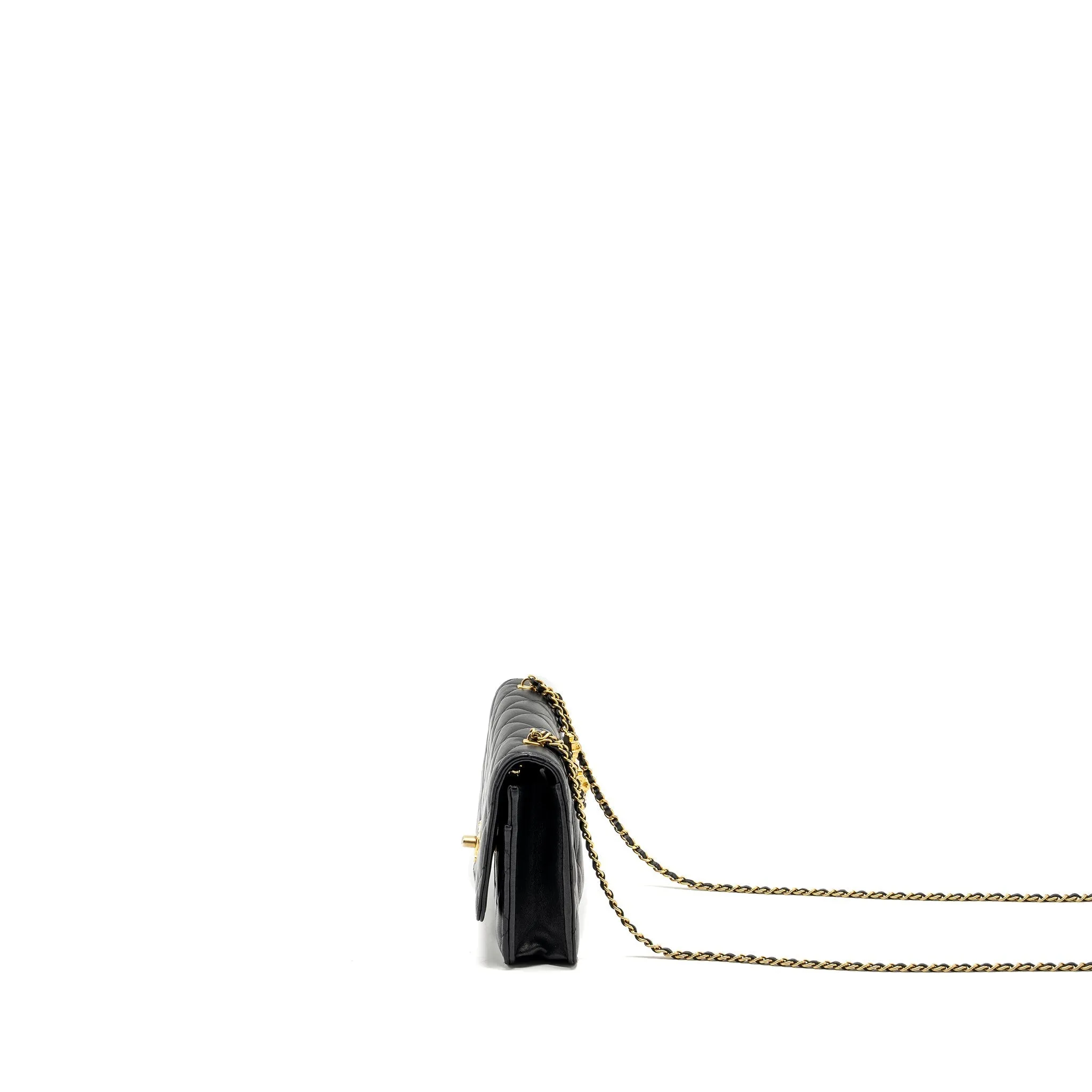 On Lion Lambskin CHANEL Wallet Responsive Buy-one-get-one (microchip) 23A  Charms Chain Black