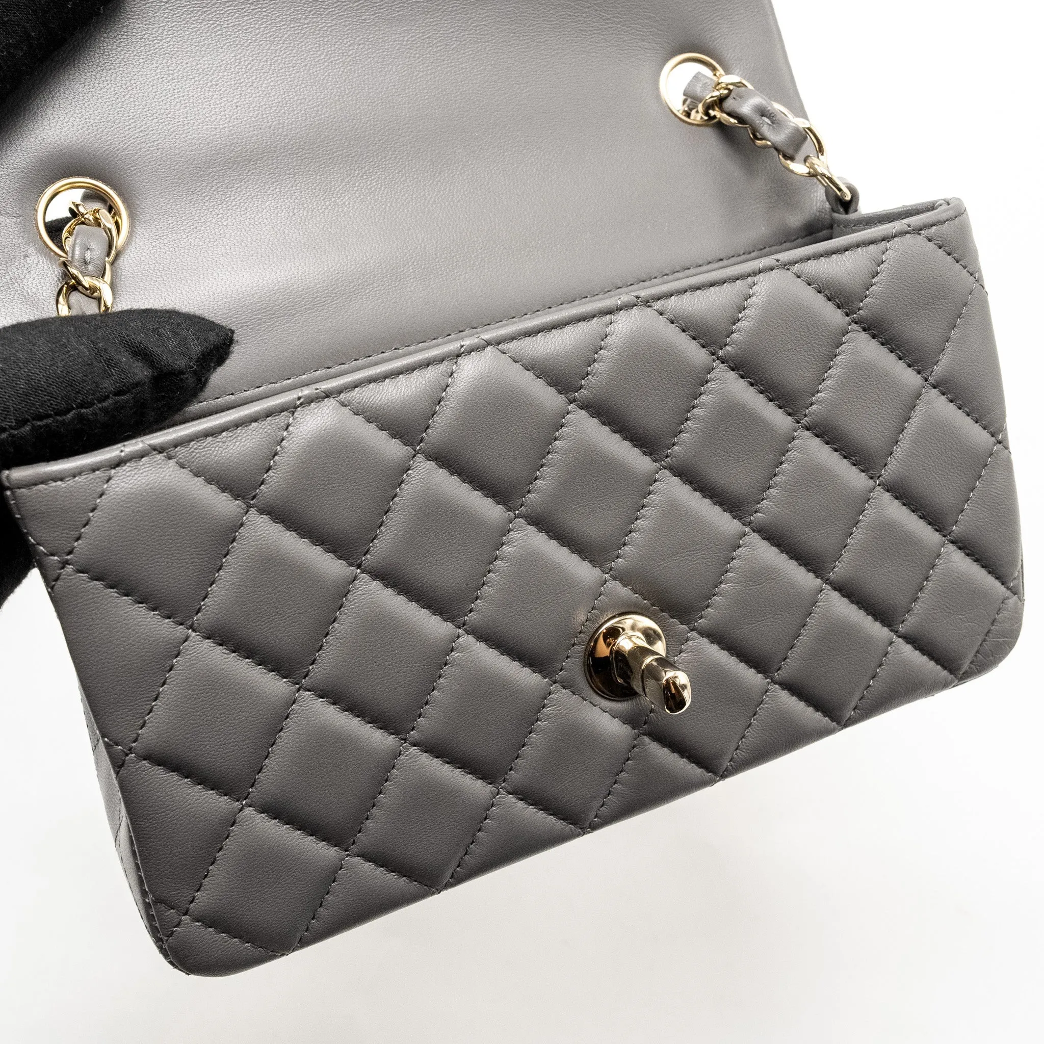 Only today Flap Grey Lambskin Flash pricing L Mini (microchip) Rectangular Bag Chanel
