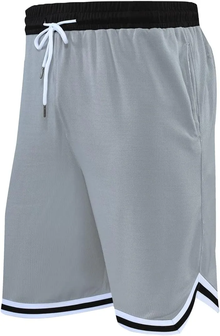 OPALOS 3 Pack Basketball Shorts for Men with Zipper Pockets,Active Athletic Shorts