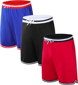 OPALOS 3 Pack Basketball Shorts for Men with Zipper Pockets,Active Athletic Shorts
