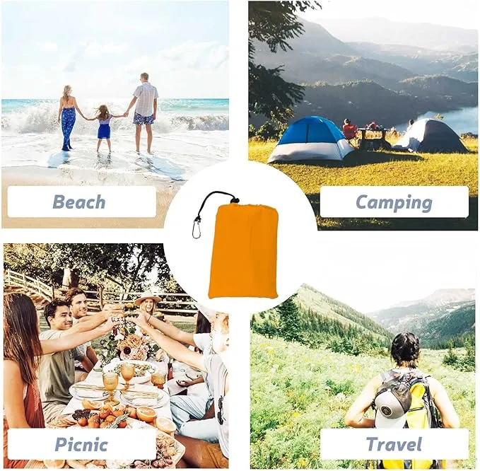Orange Beach Blanket, Large Oversized Beach Mat Intimate Choice of Beach Accessories for Outdoor Travel Camping Hiking Good Gift (L-OrangeGrey)