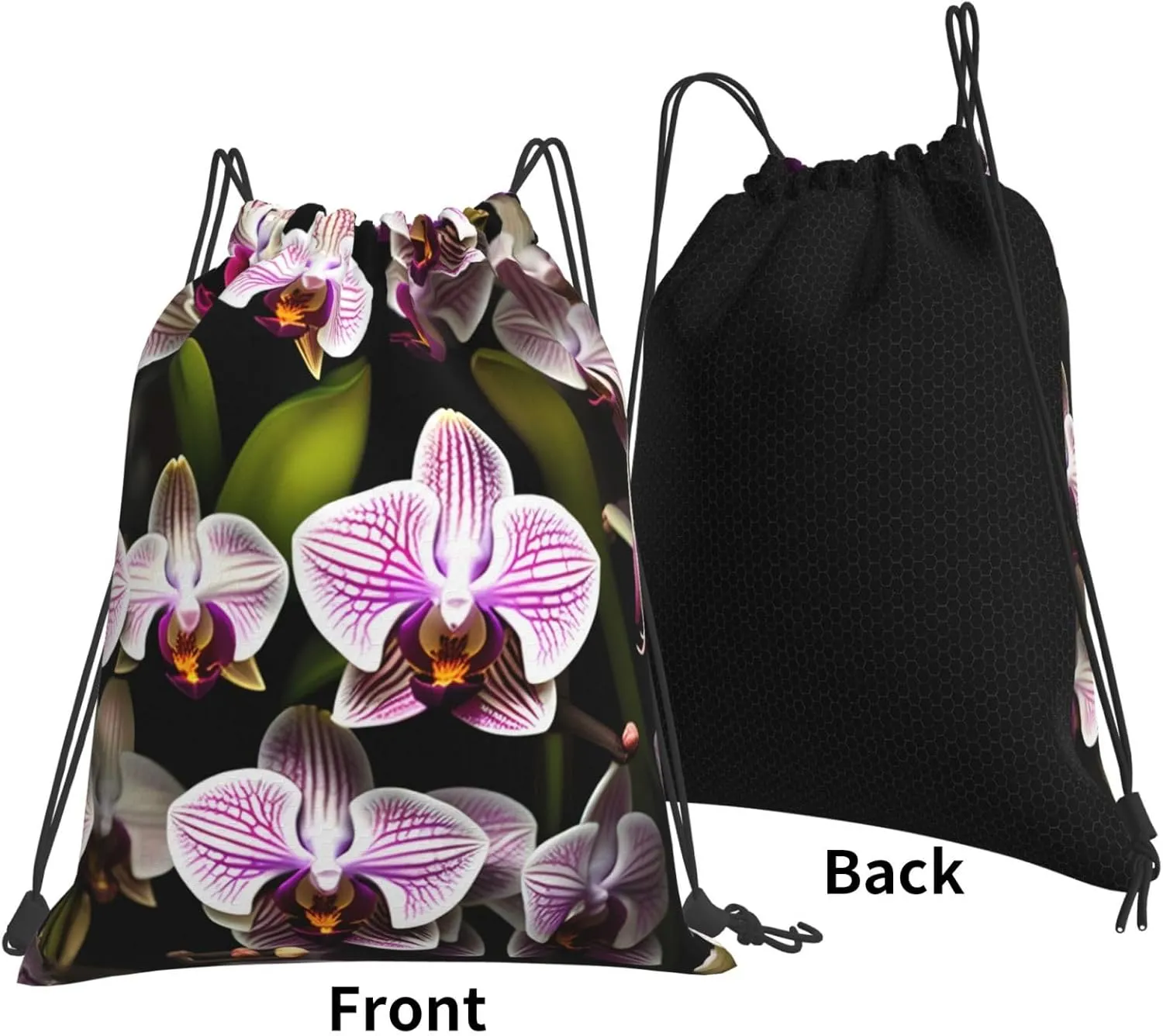 Orchids Waterproof Drawstring Gym Backpack Bag For Men&Women,Sport Gym Sack Travel Daypack,Personalized