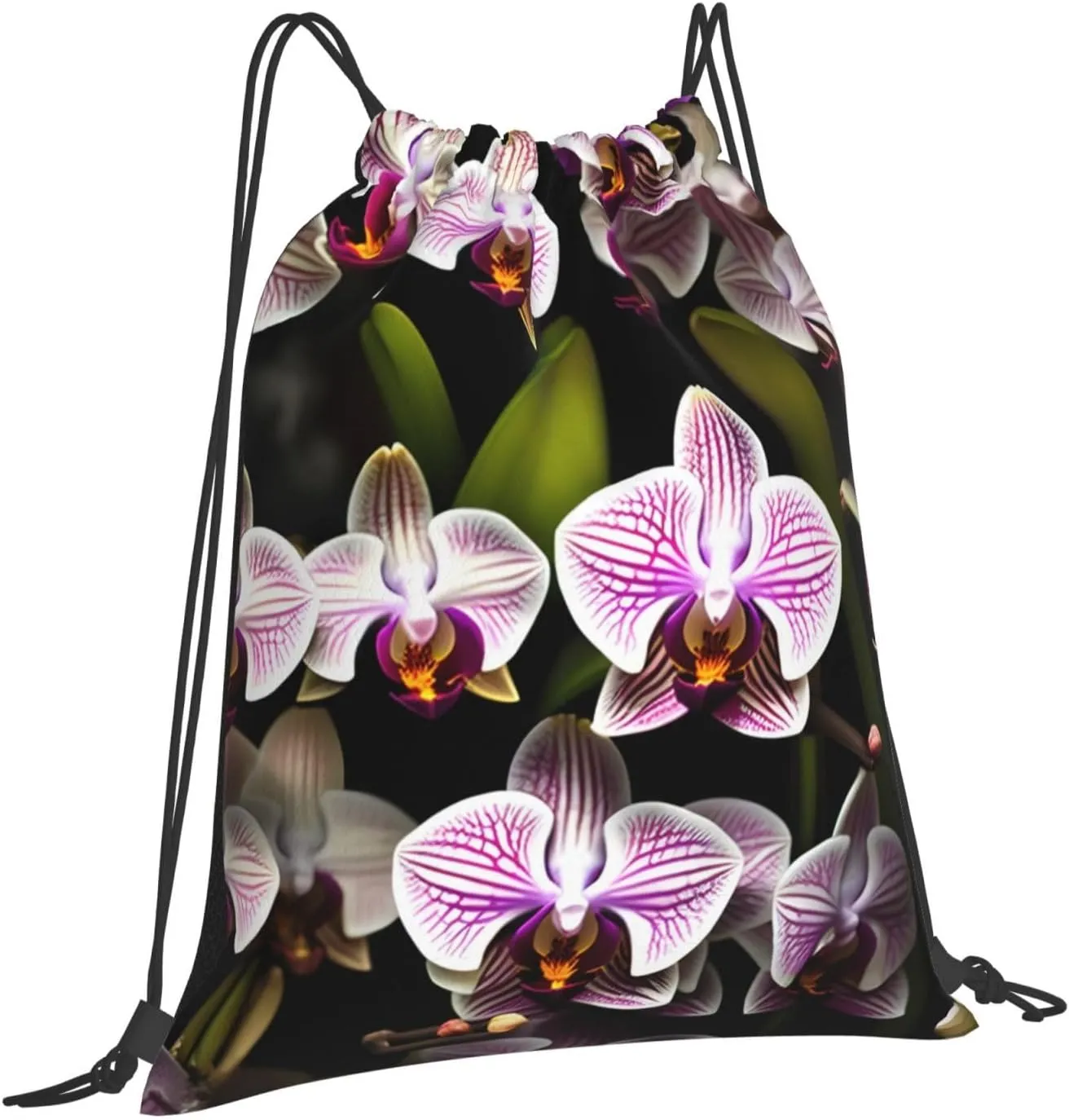 Orchids Waterproof Drawstring Gym Backpack Bag For Men&Women,Sport Gym Sack Travel Daypack,Personalized