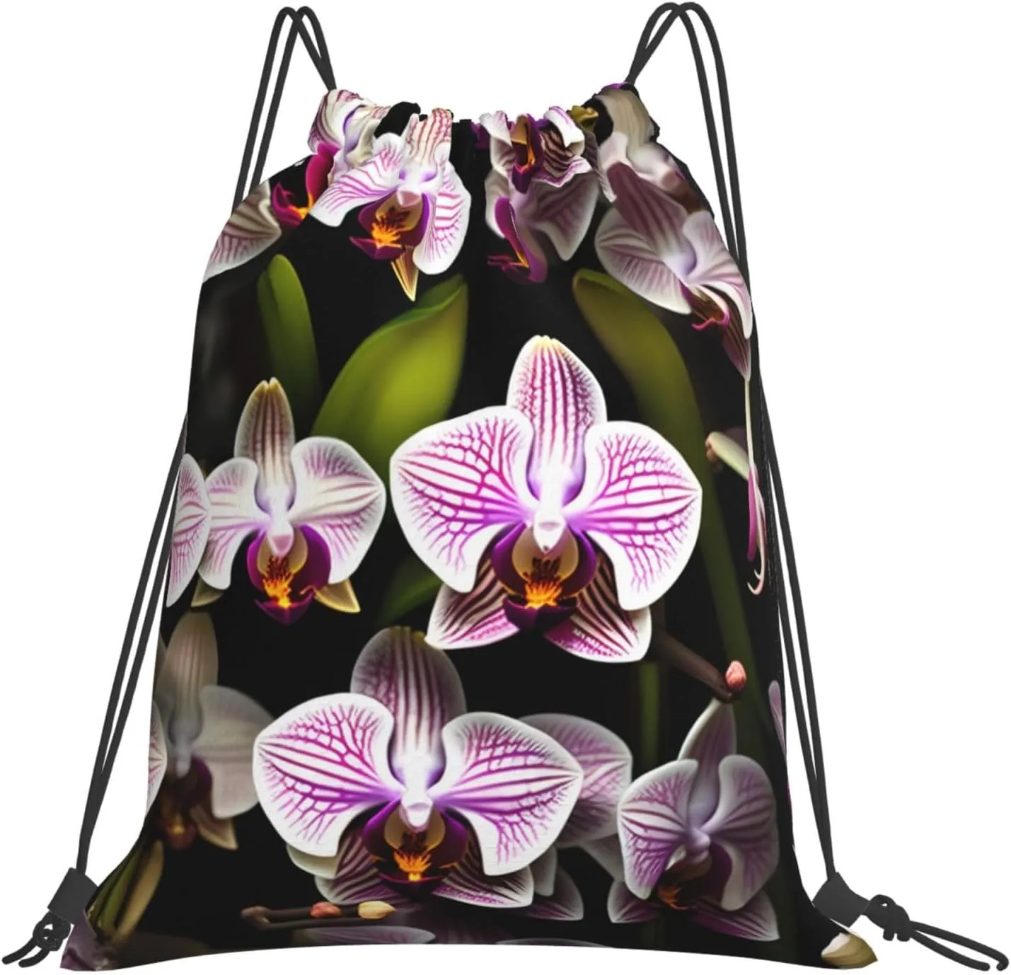 Orchids Waterproof Drawstring Gym Backpack Bag For Men&Women,Sport Gym Sack Travel Daypack,Personalized