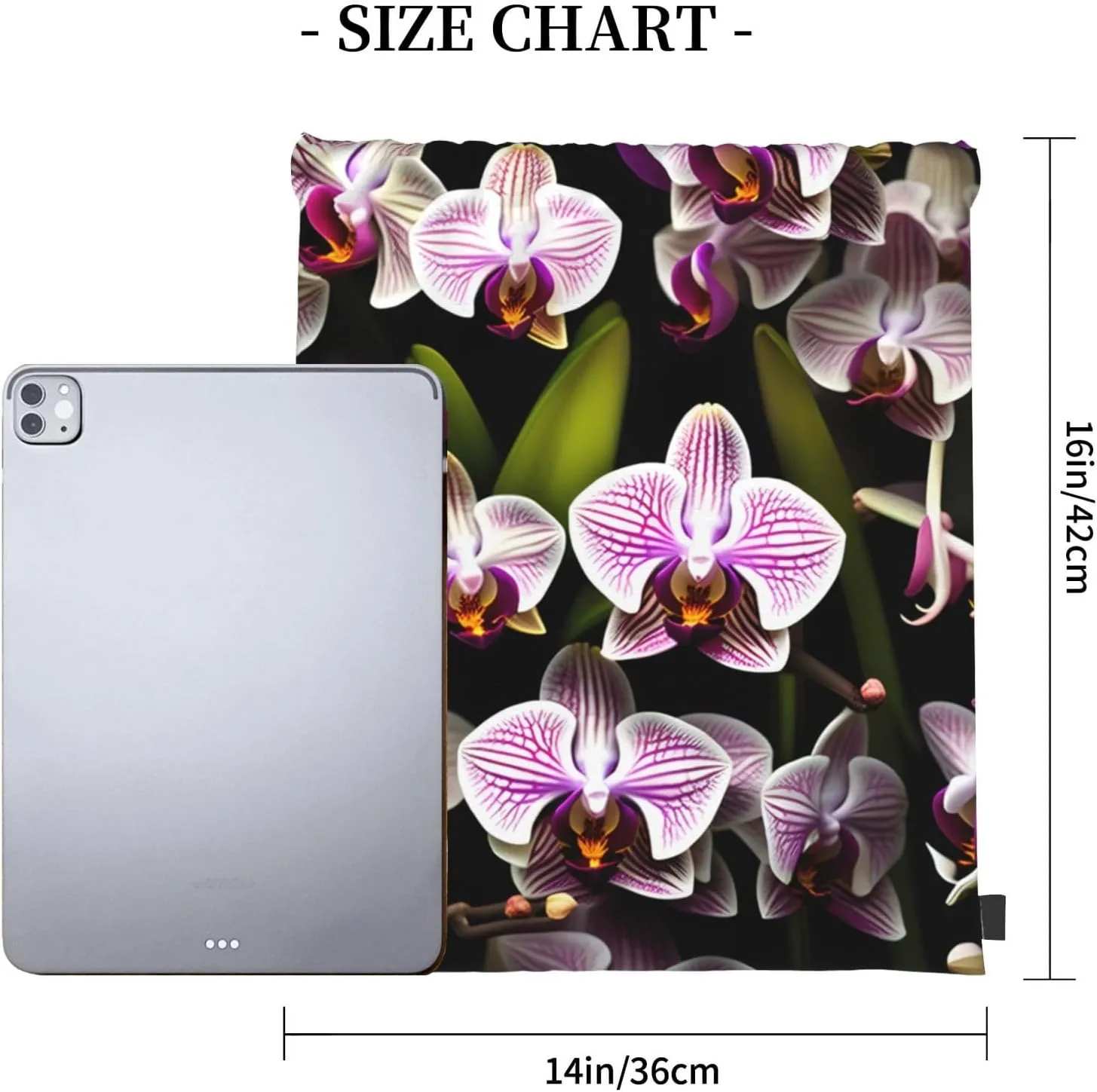 Orchids Waterproof Drawstring Gym Backpack Bag For Men&Women,Sport Gym Sack Travel Daypack,Personalized