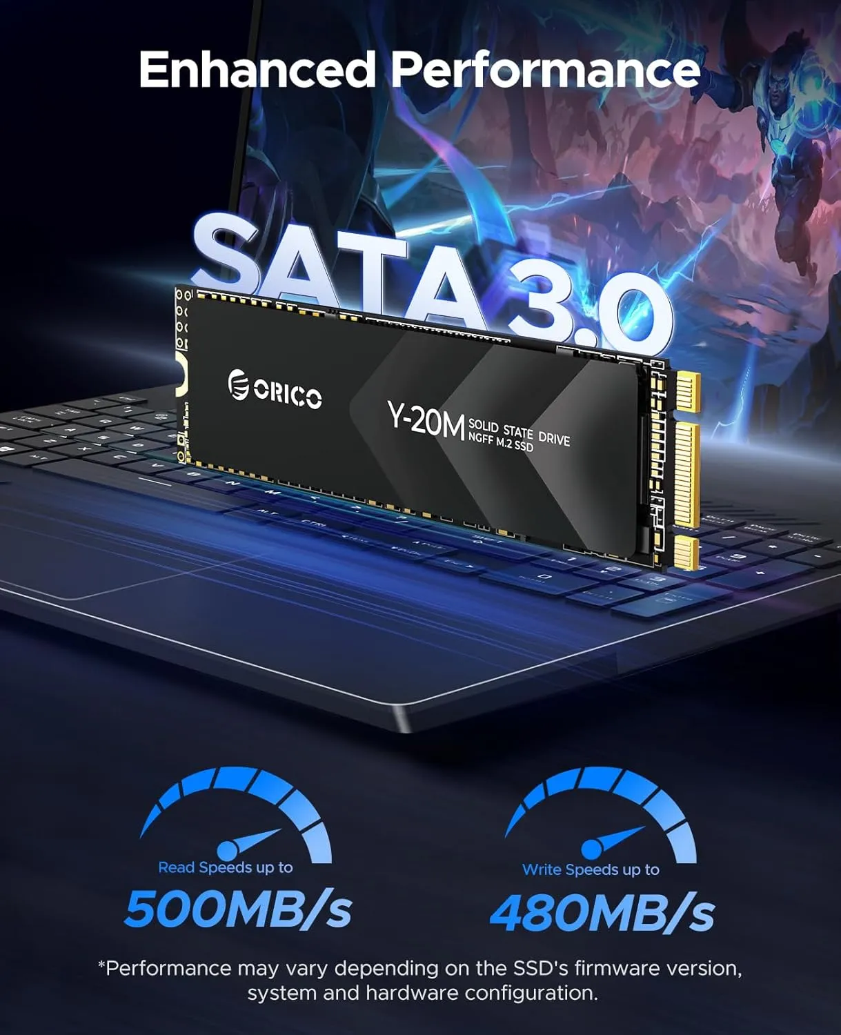 ORICO M.2 2280 SATA SSD, 2TB Internal M.2 SSD with B M Key for Desktop/Laptop, SATA III 6Gbps NGFF Solid State Drive Low Power Consumption (PCIe NVMe Incompatible) - Y20M
