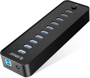 ORICO Powered USB Hub, 10 Ports 36W USB 3.0 Data Hub with 12V/3A Power Adapter for Computer, PC, Laptop, Mobile HDD, Flash Drive and More