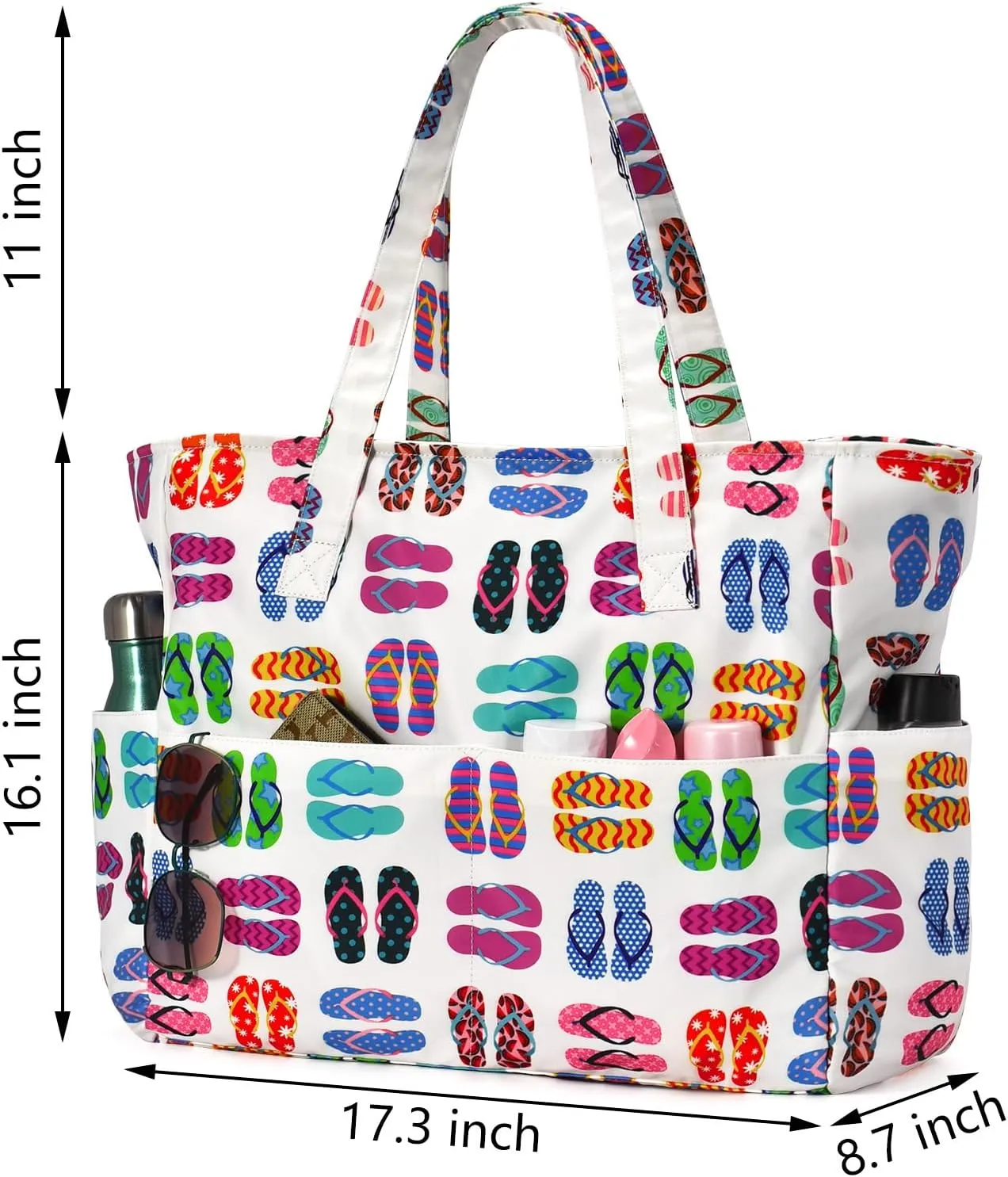 oscaurt Beach Bags for Women Large Waterproof Sandproof Beach Tote Swim Pool Bag with Zipper for Travel Vacation Essentials