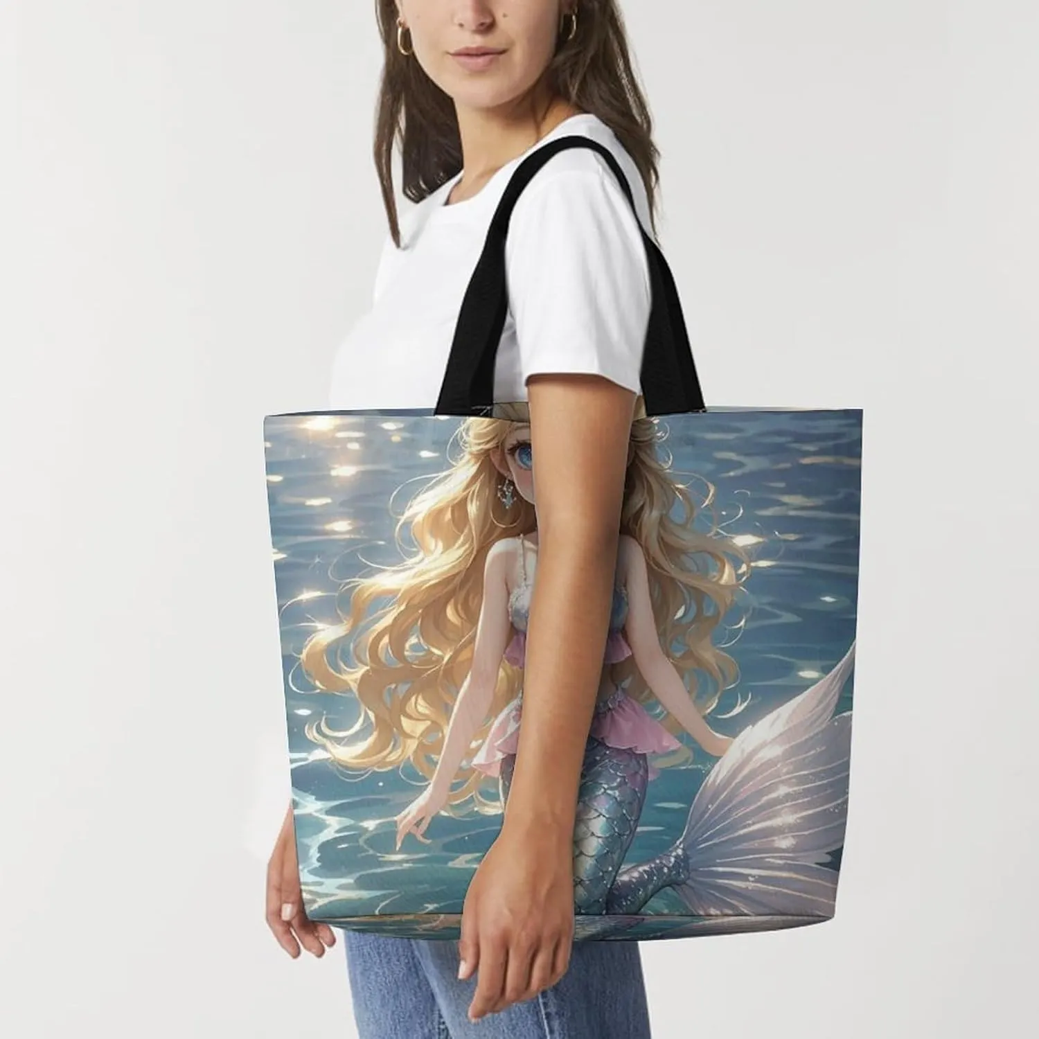 Otters in Love Tote Bag for Women Reusable Grocery Shoulder Bags Shopping Bag for Travel, Groceries