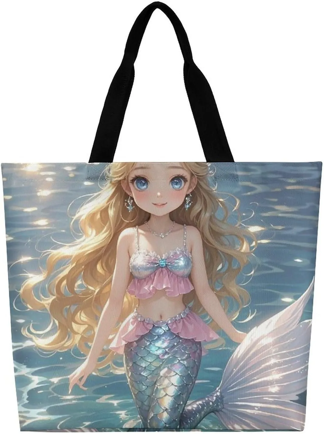 Otters in Love Tote Bag for Women Reusable Grocery Shoulder Bags Shopping Bag for Travel, Groceries