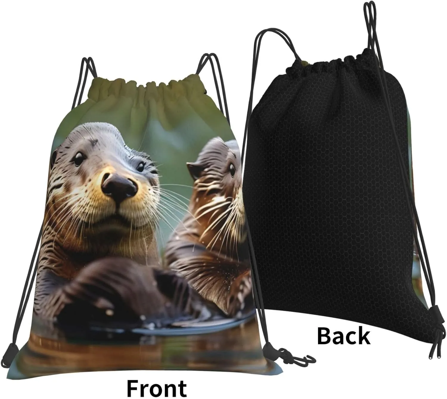 Otters Waterproof Drawstring Gym Backpack Bag For Men&Women,Sport Gym Sack Travel Daypack,Personalized