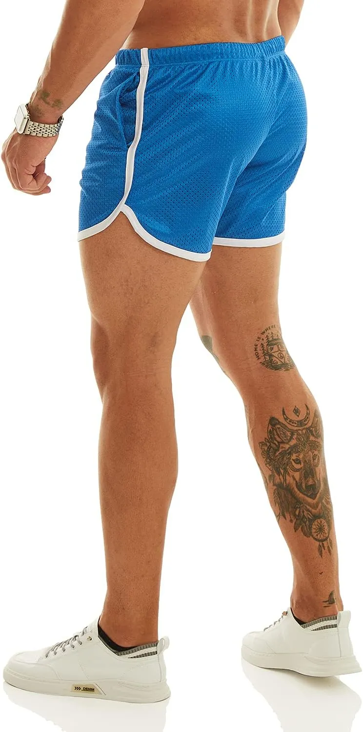 Ouber Men's Fitted Shorts Bodybuilding Workout Gym Running Tight Lifting Shorts with Pockets