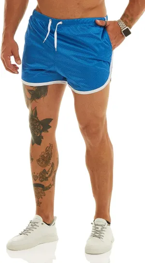 Ouber Men's Fitted Shorts Bodybuilding Workout Gym Running Tight Lifting Shorts with Pockets