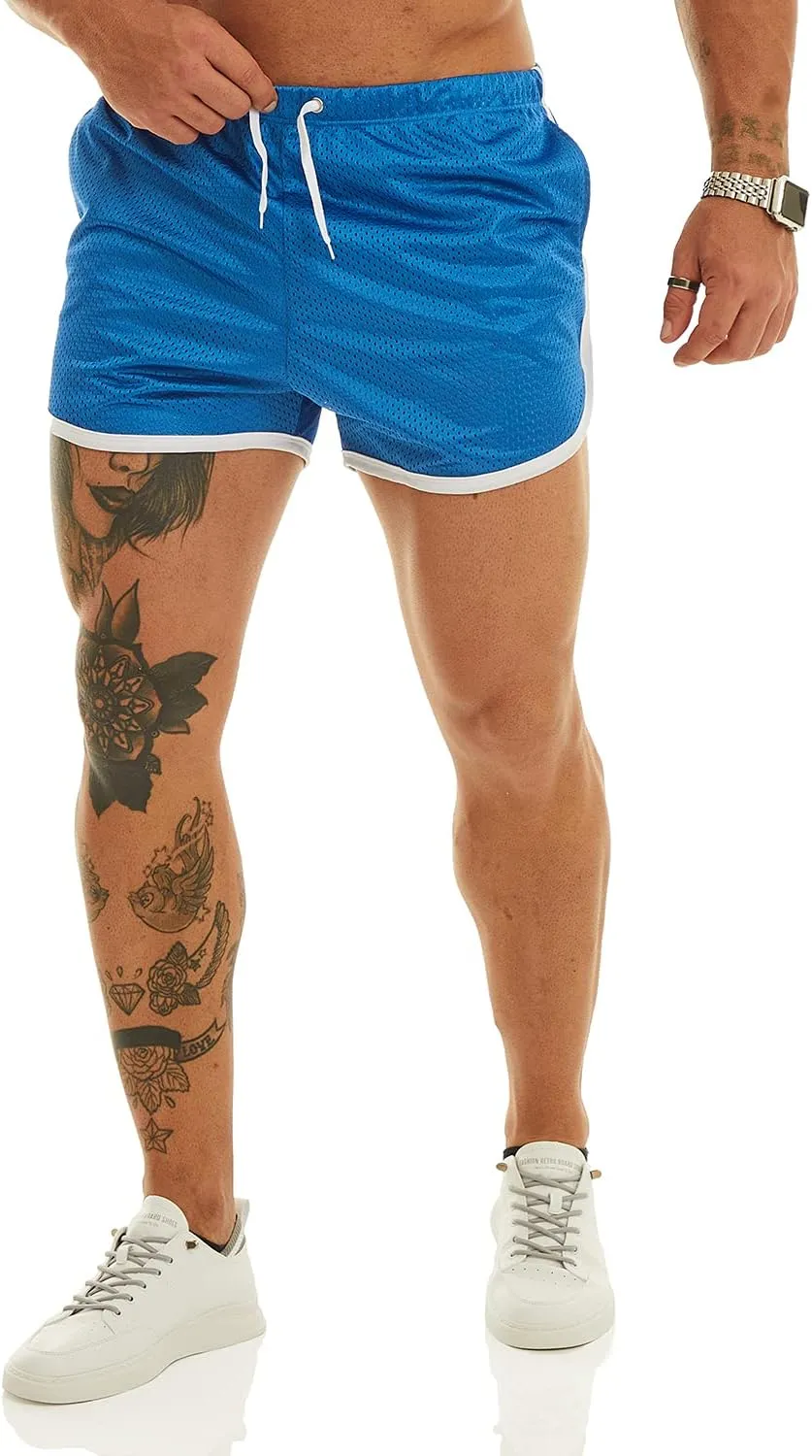 Ouber Men's Fitted Shorts Bodybuilding Workout Gym Running Tight Lifting Shorts with Pockets
