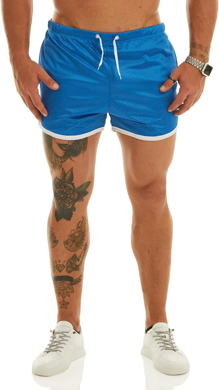 Ouber Men's Fitted Shorts Bodybuilding Workout Gym Running Tight Lifting Shorts with Pockets