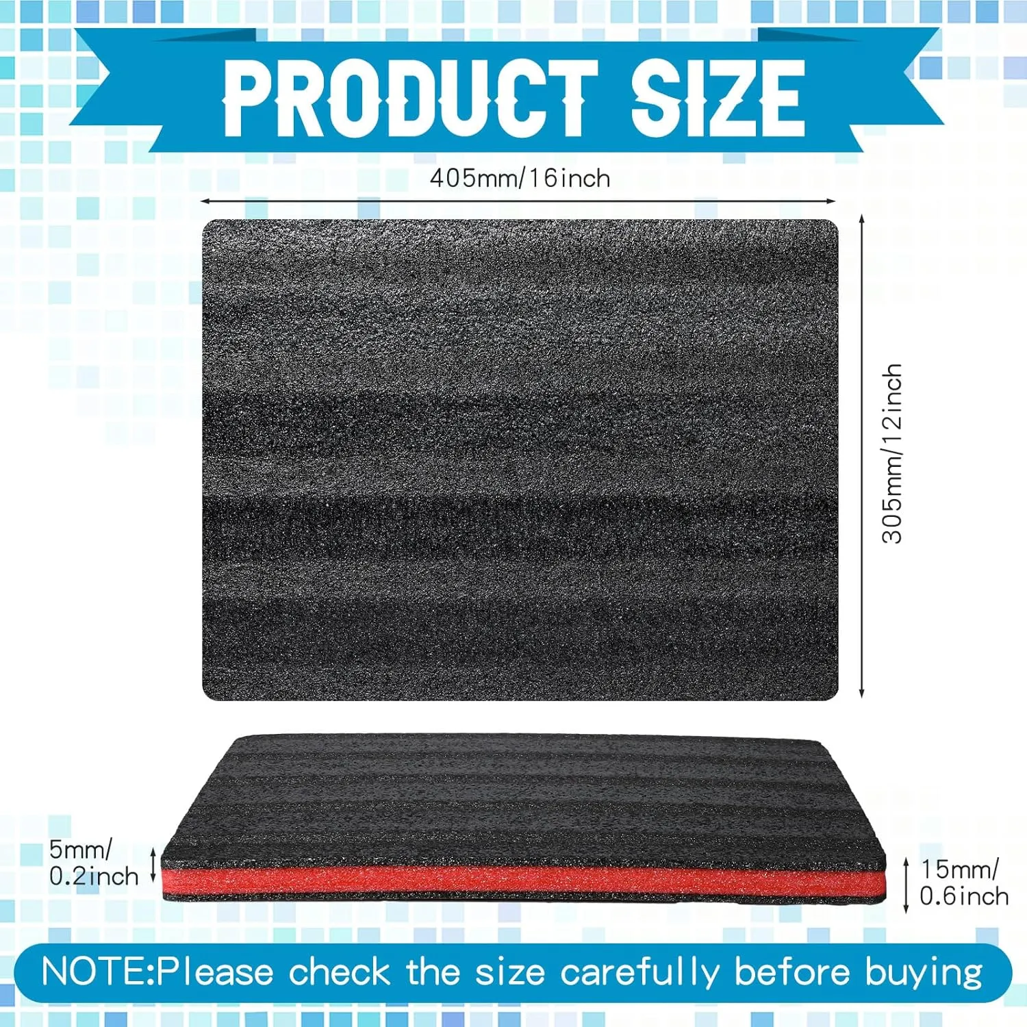 Outus 4 Pcs Cuttable Polyurethane Foam Pads Craft Foam Insert for Cases Packing Padding Camera Toolbox Storage(16 x 12 x 1 Inch,Red, Black)