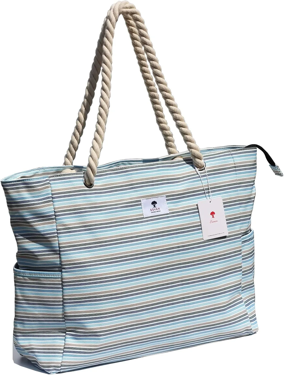 OVERSIZE BEACH BAG Large Tote Bag for Women Waterproof Sandproof with Dry Wet Compartment for Pool Gym Travel