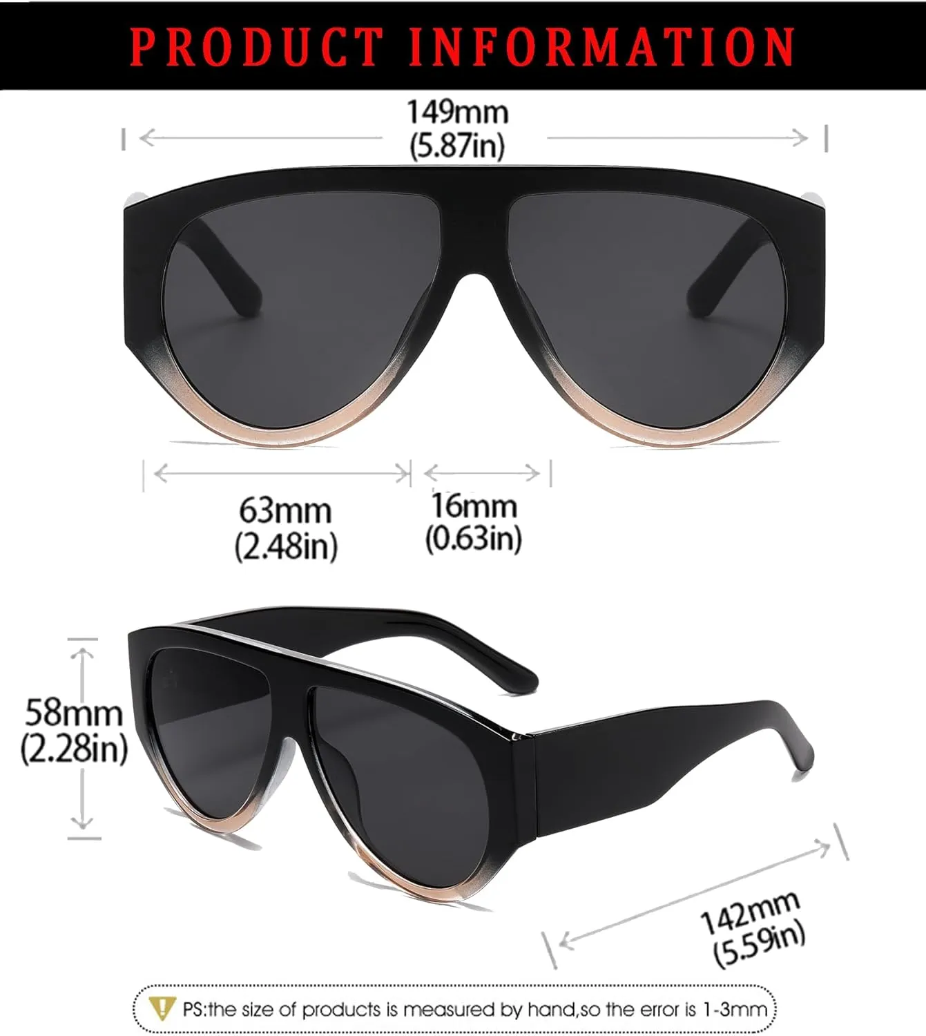 Oversized Aviator Sunglasses for Women Men Classic Big Frame Sun Glasses