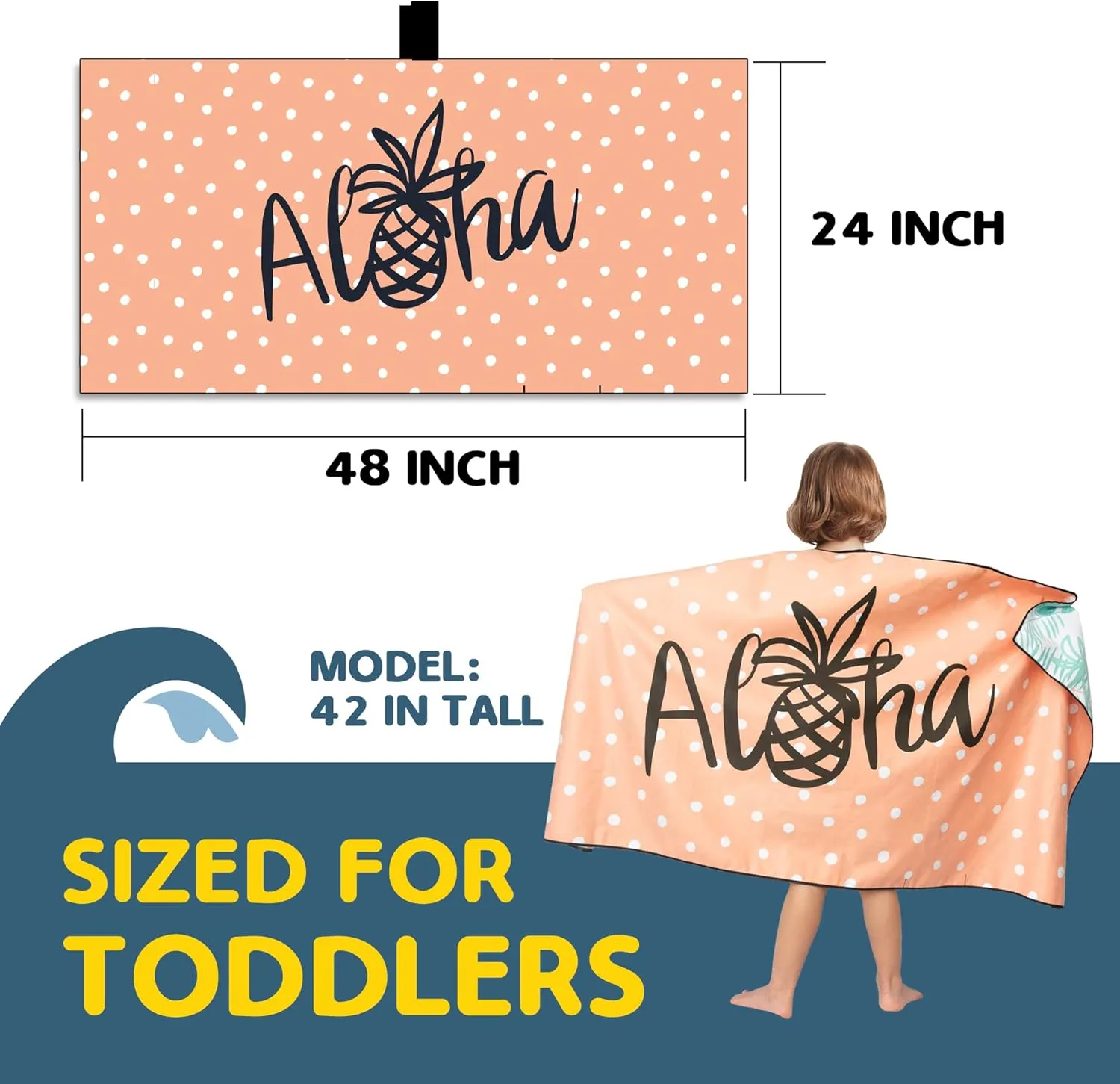 Packable Microfiber Toddler Beach Towel - Quick Dry Travel Towel Lightweight Sand Free Beach Towels for Kids Perfect for Beach, Pool, and Travel for Girls or Boys (Tropical Aloha)