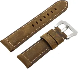 Padded Calf Leather Watch Band Vintage Style Brushed Buckle for Cases and Other Watches Strap for Men Easy to Maintain