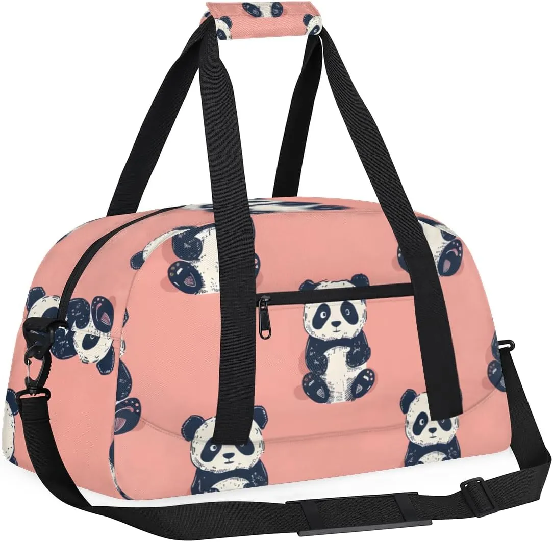 Panda Boys Girls Gym Bag Dance Perform Training Duffel Bags Weekender Carry-On Tote Luggage Bag Ideal for School Practice or Overnight Trips Zoo Panda