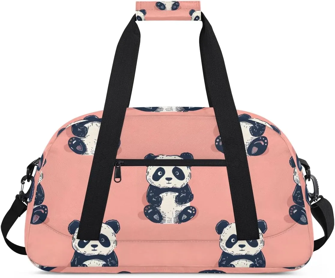 Panda Boys Girls Gym Bag Dance Perform Training Duffel Bags Weekender Carry-On Tote Luggage Bag Ideal for School Practice or Overnight Trips Zoo Panda