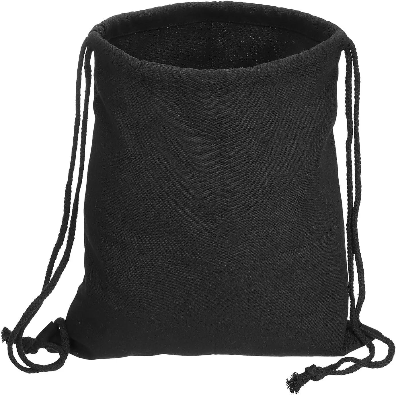 PATIKIL Cotton Drawstring Bags, Cotton Canvas Drawstring Backpack Foldable Sports Gym Bags for Women Men Gym Sports Trip, Black