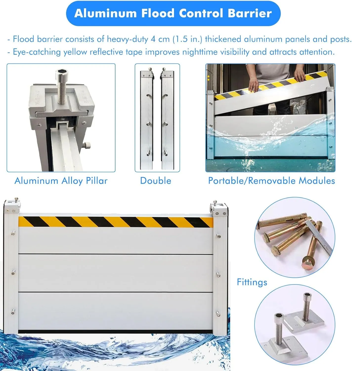 Patio Door Flood Control Barrier, Barrera Contra Inundaciones/Anti Flood Barrier for Door, Long Flood Water Barrier for Gates Parking Lots Garage Above Ground Pool, 1-15ft Waters Deflector(W 13FT/156