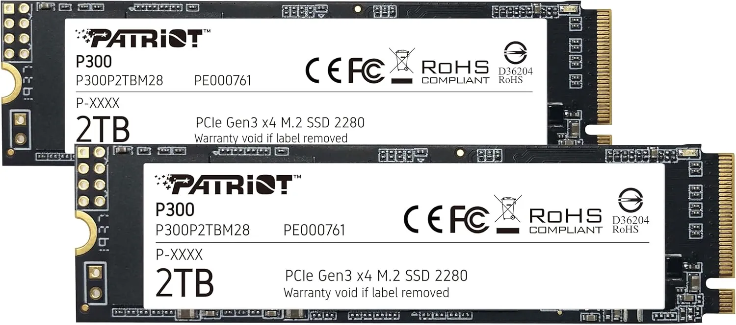 Patriot Memory P300 2TB Internal SSD 2 Pack - NVMe PCIe Gen 3x4 - M.2 2280 - Solid State Drive - P300P2TBM282