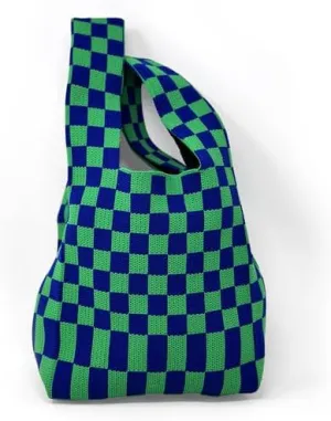 Patti Checkered Shopping Tote Bag - Double-Knit Reusable Tote | 100% Polyester | Stylish & Durable Tote for Travel & Work