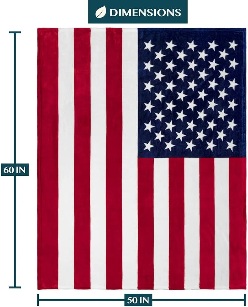 Pavilia Patriotic Blanket - American National Flag Throw Blanket for Sofa Couch Bed, Soft Microfiber Fleece Reversible, USA Military Veteran July 4th Gift - 50 x 60 Inches