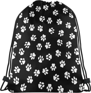 Paw Print Drawstring Bags Backpack Bag Cat or Dog Paw Prints Seamless Repeating Background String Bag Cute Animal Pet Footprints Gym Backpack for Women Men Lightweight Sports Yoga Travel Bag